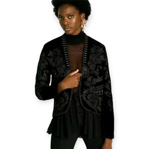 Elegant Black Embroidered Women's Jacket